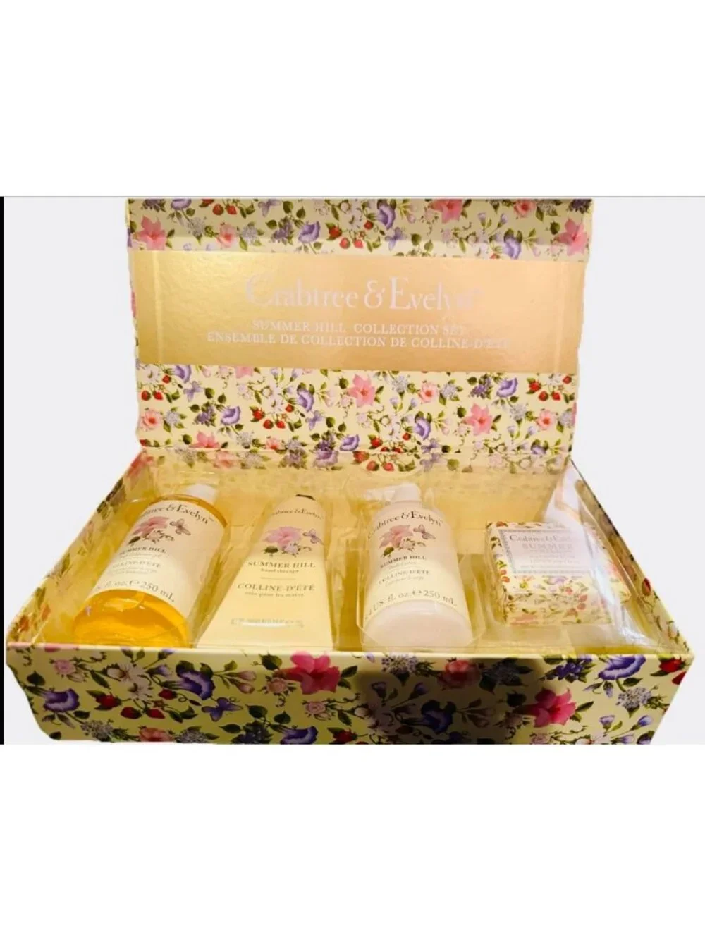 Summer Hill Bath & Shower Gel, Hand Therapy, Body Lotion & Bar Soap Set